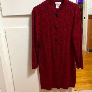 Coldwater Creek Red Textured Knit Duster Jacket XL